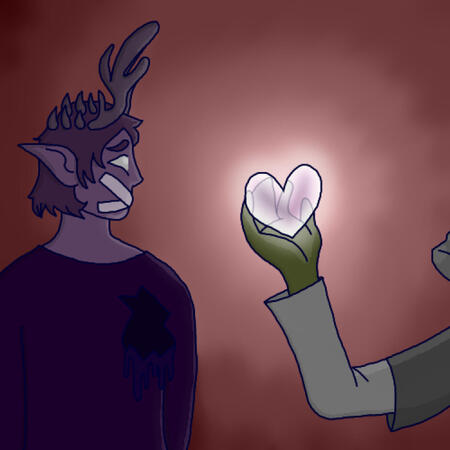 a glass heart about to be smashed by a malicious force